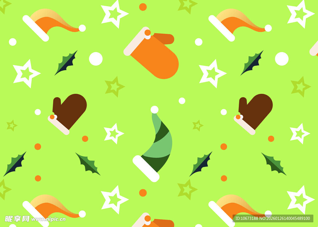 圣诞元素绿色背景图案