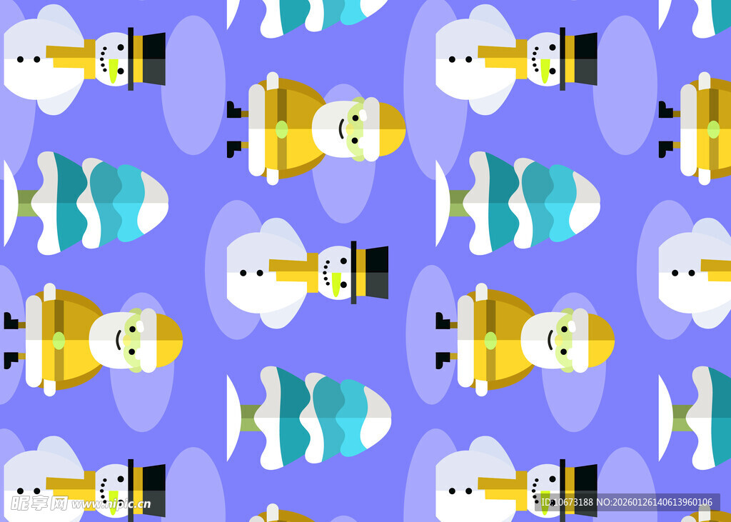 卡通海洋生物紫色背景图案