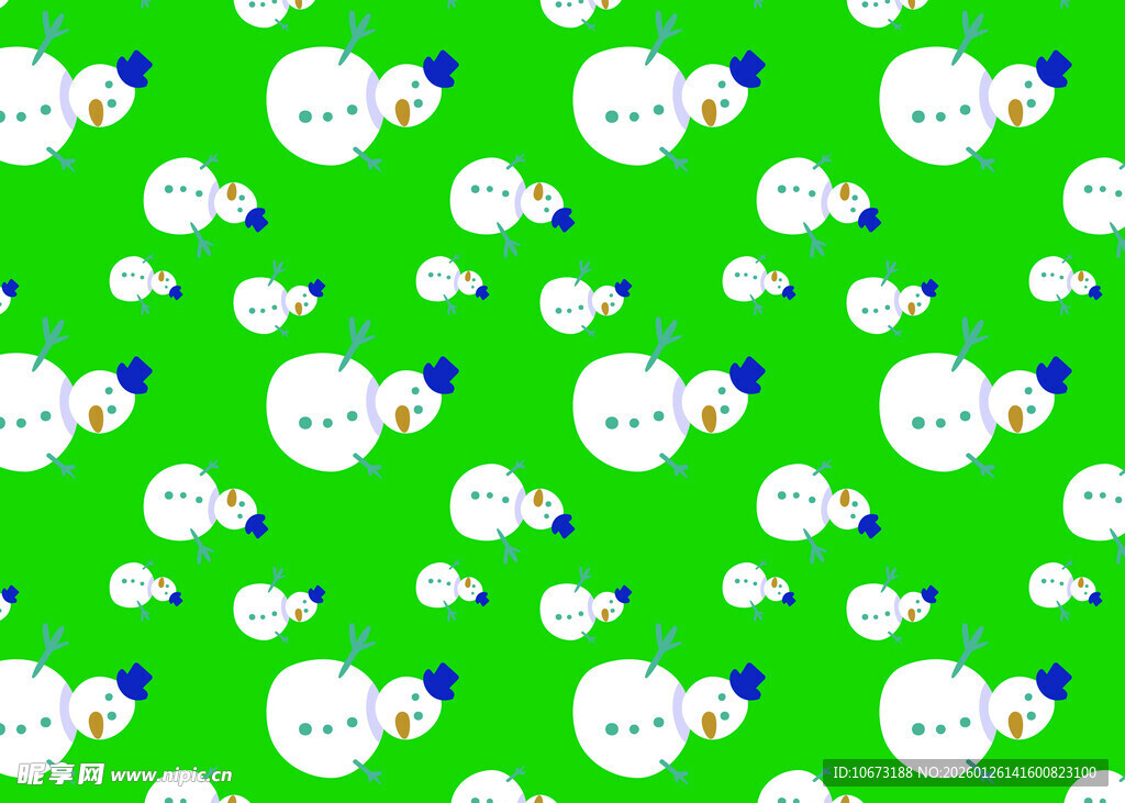 绿色背景可爱云朵图案