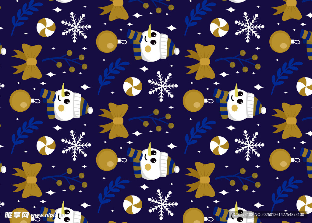 蓝色圣诞主题图案背景