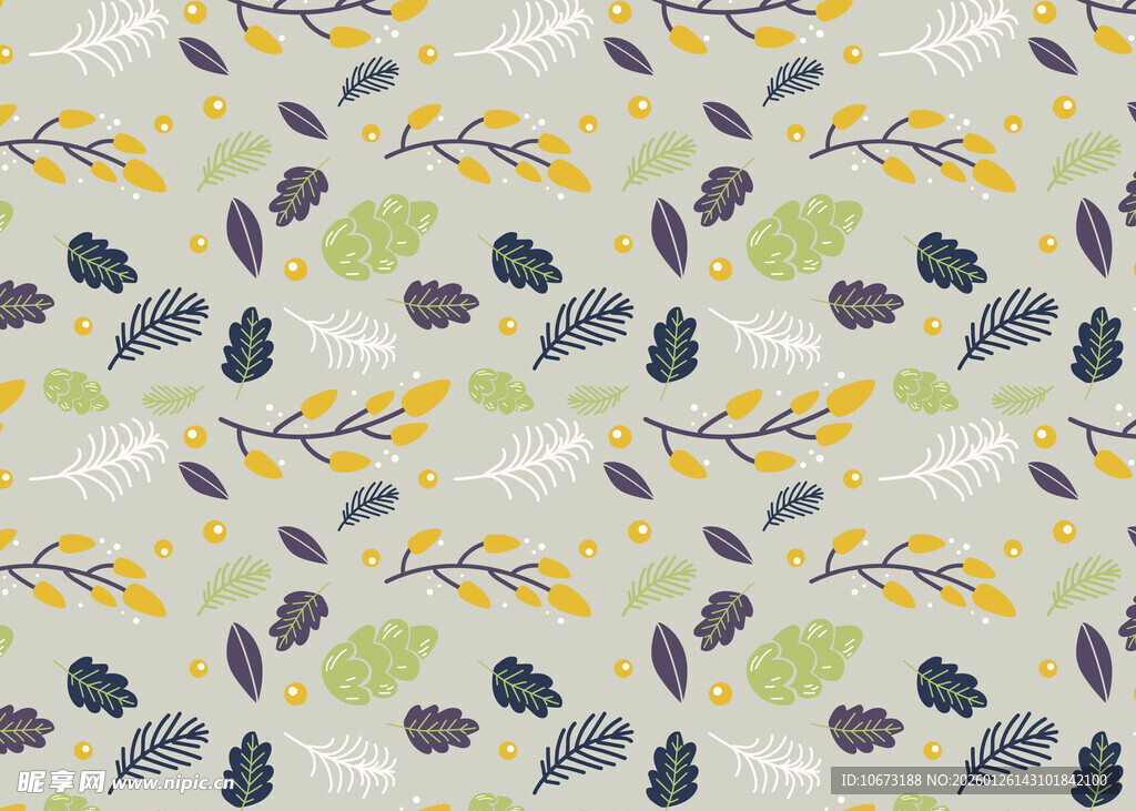 清新植物图案背景纹理