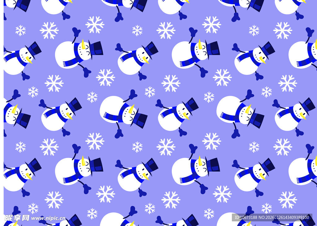 紫色背景雪人雪花图案