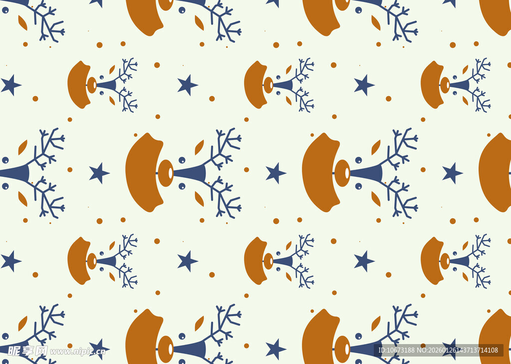 蘑菇雪花图案无缝背景
