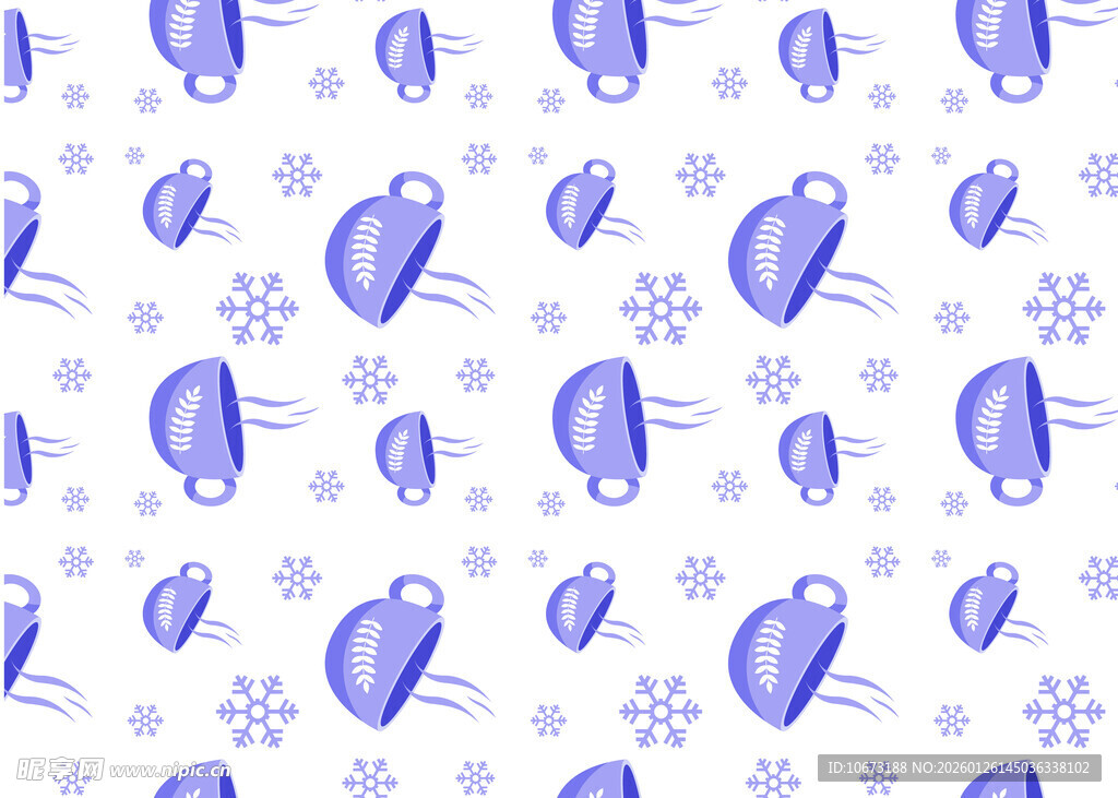 紫色铃铛雪花图案背景