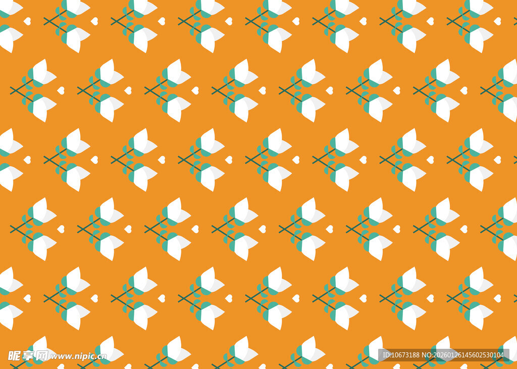 橙色花卉几何图案背景