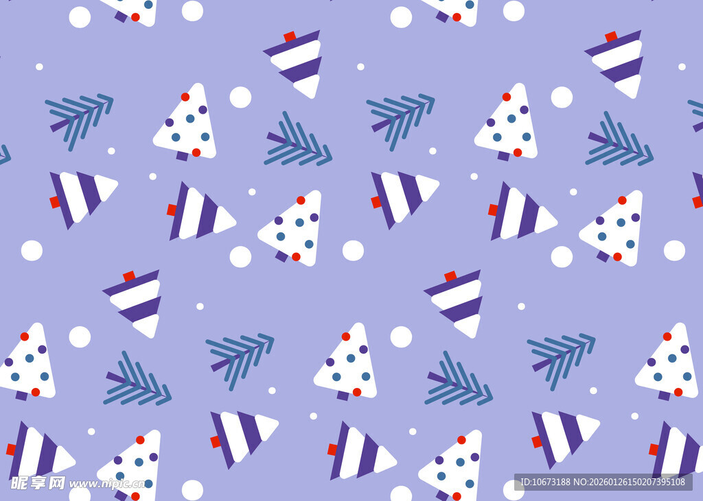 圣诞元素紫色无缝图案