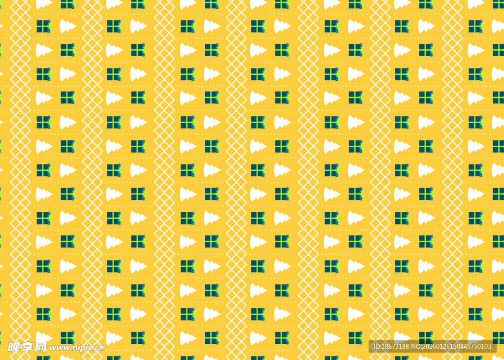 黄色底绿白图案几何纹理