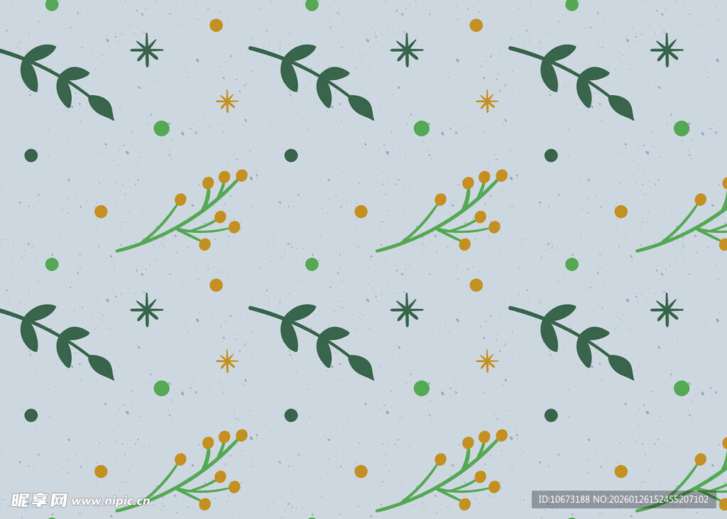 清新绿植花卉无缝图案