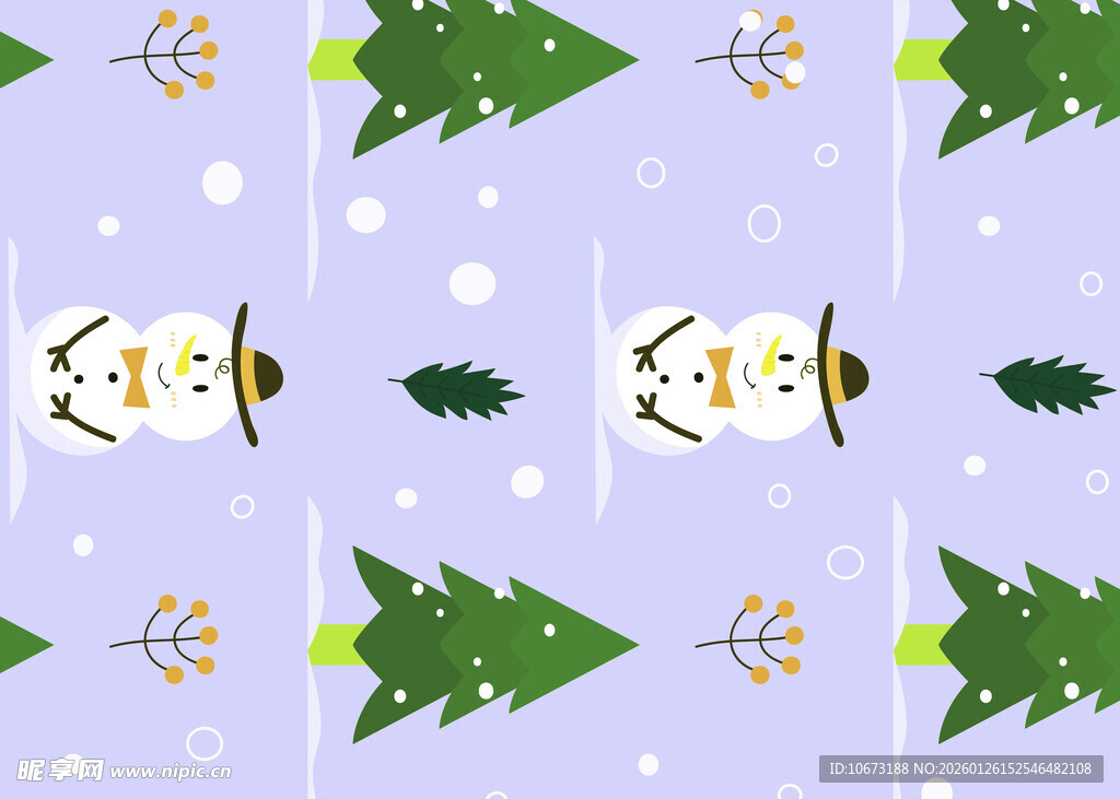 圣诞雪人松树图案背景