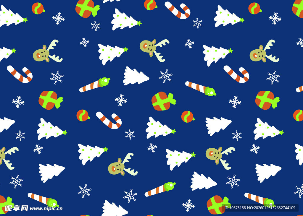 圣诞元素无缝图案背景