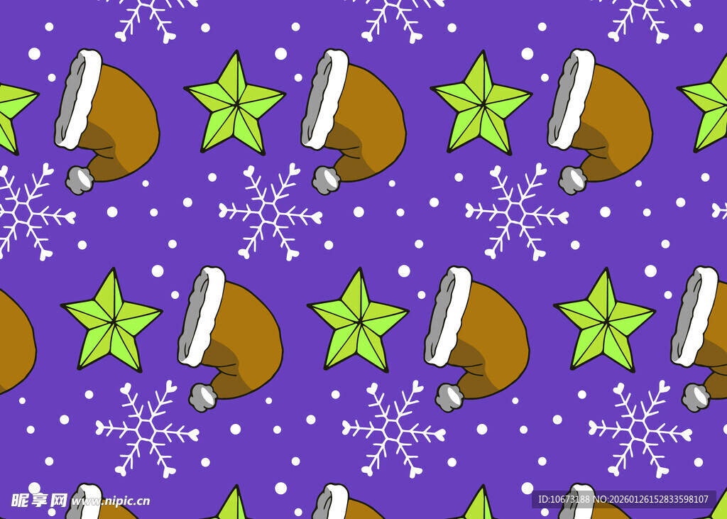 紫色圣诞元素无缝图案