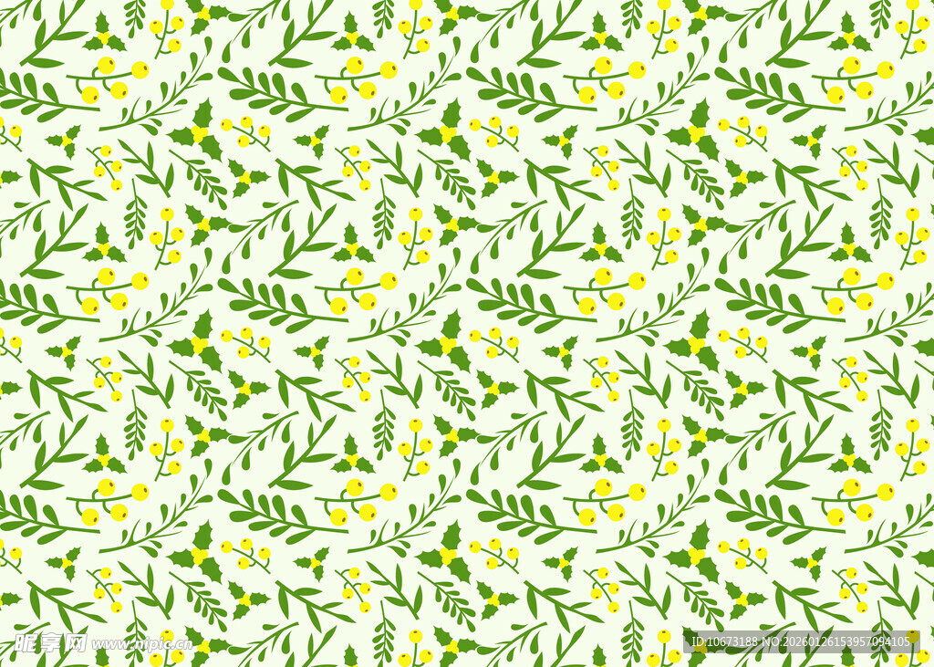 清新绿叶花卉图案背景