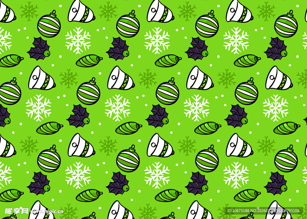 绿色圣诞主题无缝图案