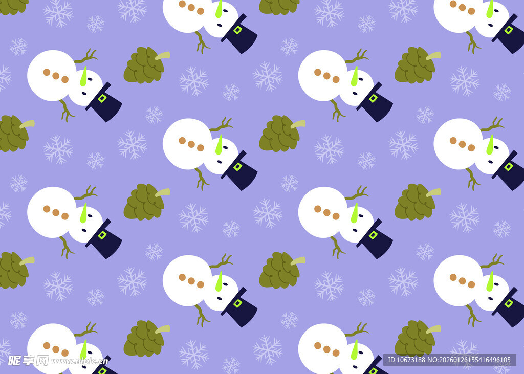 紫色背景卡通图案无缝纹理