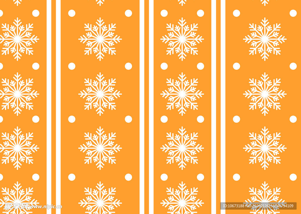 橙色底白色雪花条纹图案