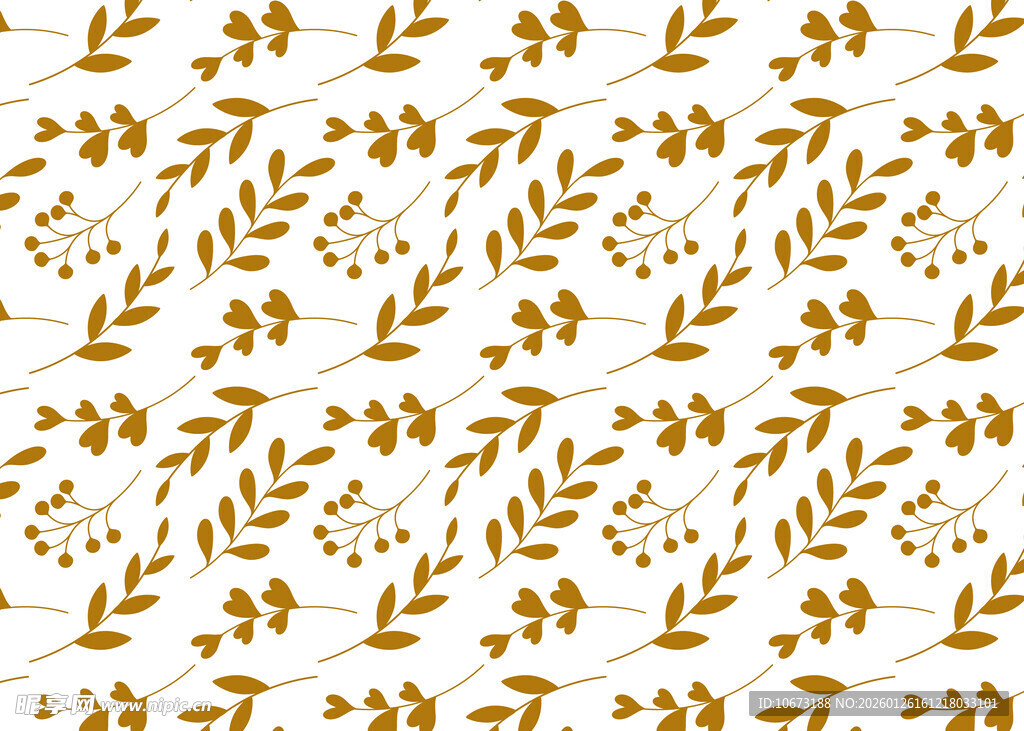 金色植物图案无缝背景