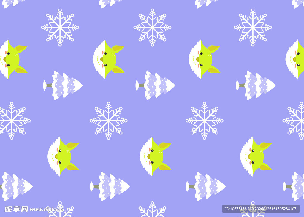 紫色圣诞雪花鱼图案背景