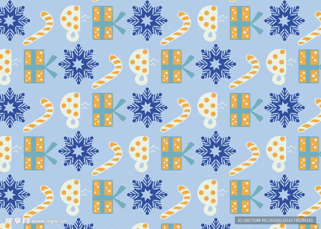 蓝黄雪花图案无缝背景