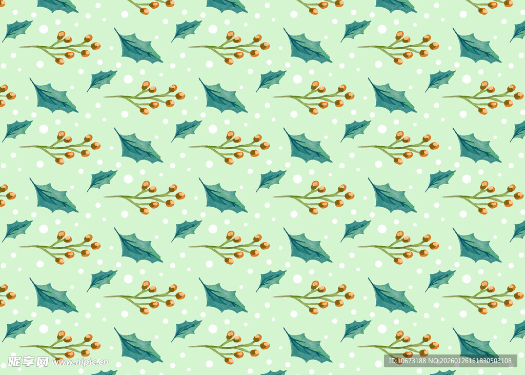 清新绿叶花卉图案背景