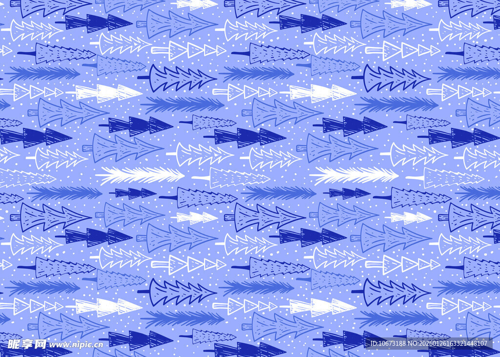 蓝色水彩风格鱼群图案