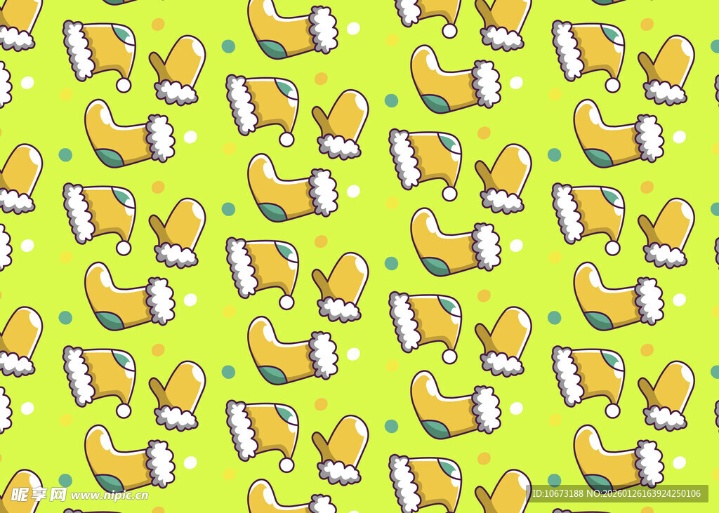 绿色背景的卡通靴子图案