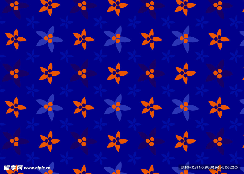 蓝色背景橙色星星图案