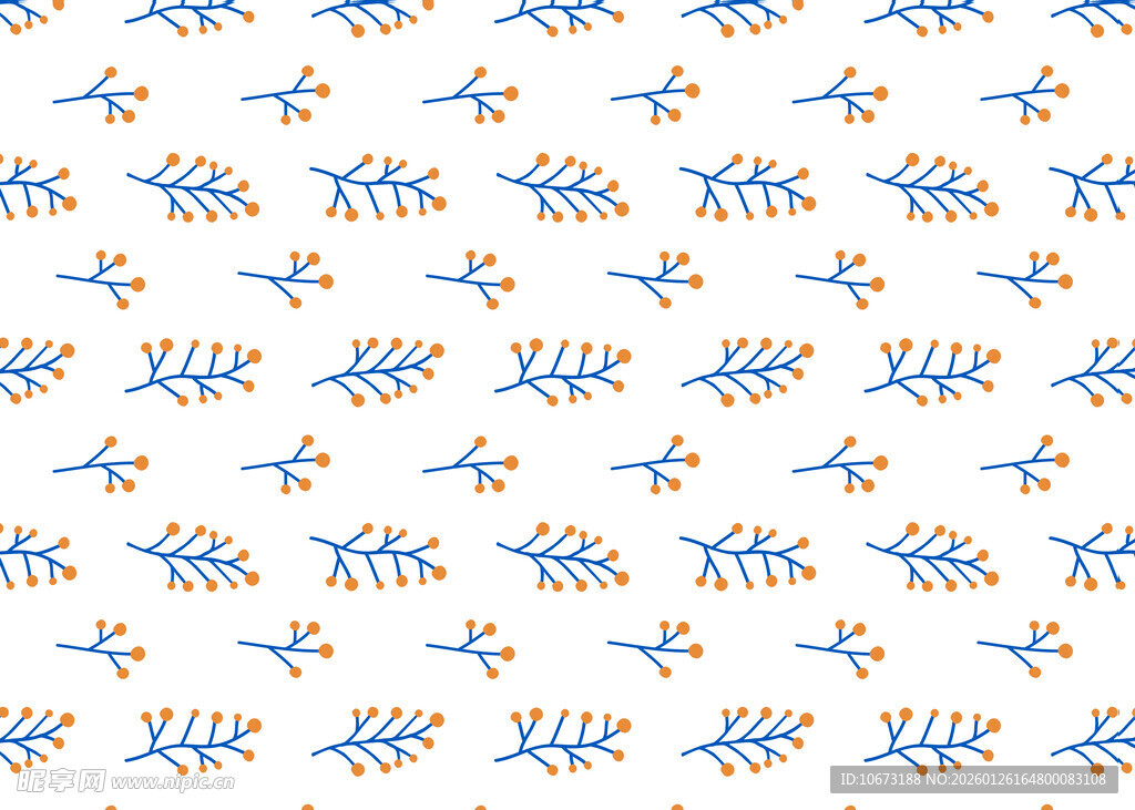 蓝白植物图案背景纹理