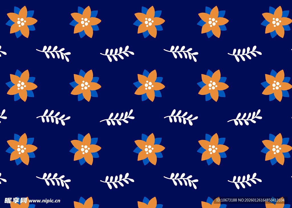 蓝色底花卉植物图案纹理