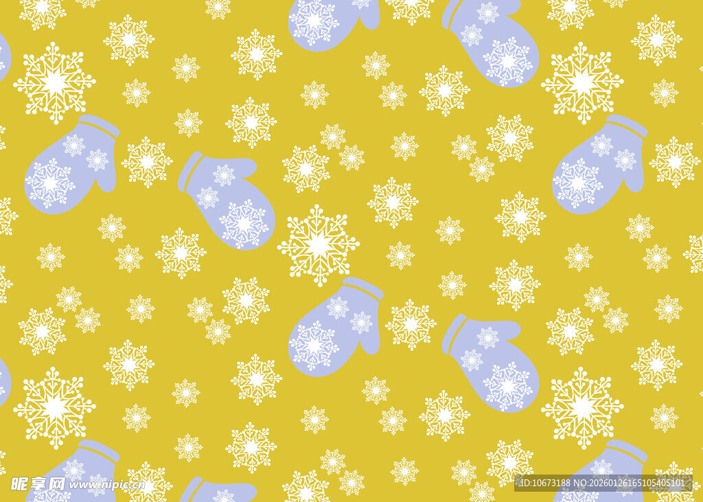 黄色背景雪花手套图案