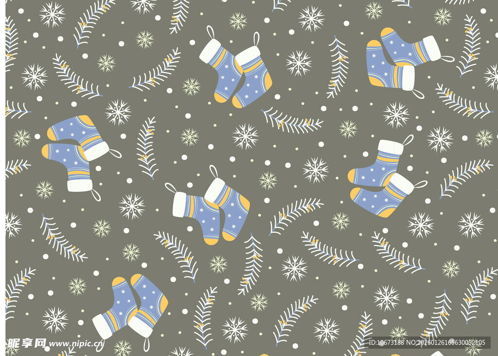 圣诞风雪花与礼物图案