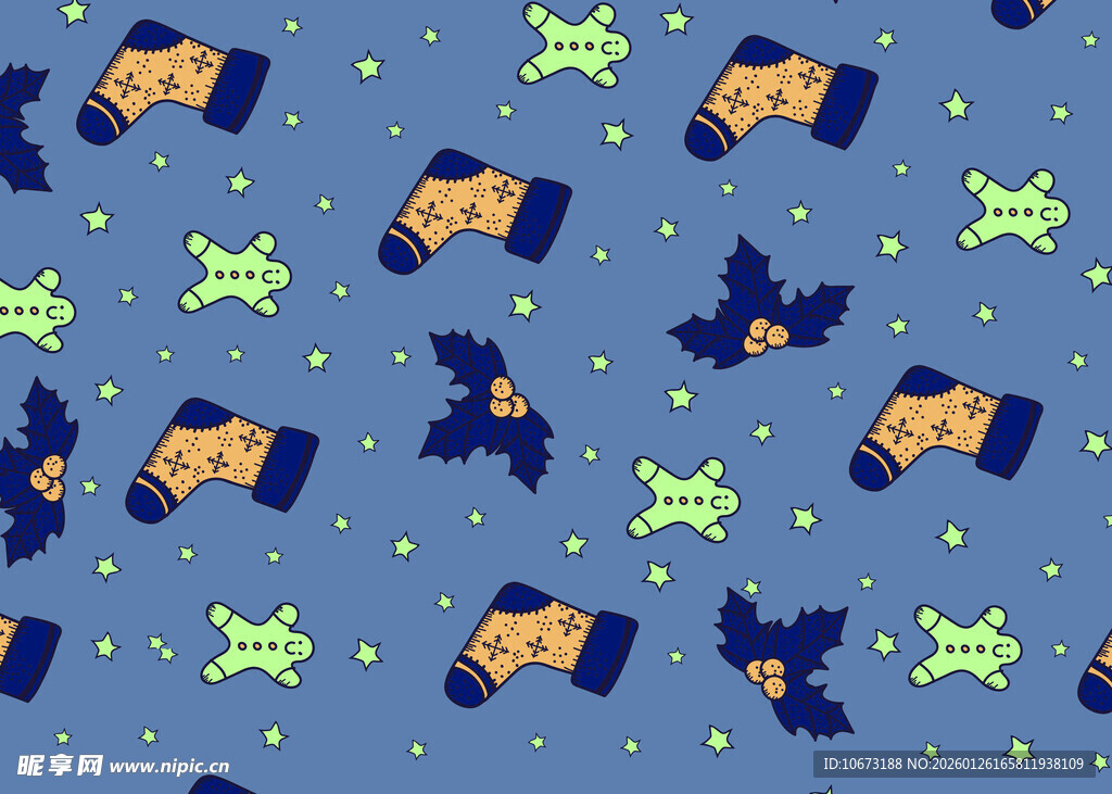 蓝色背景的卡通图案元素