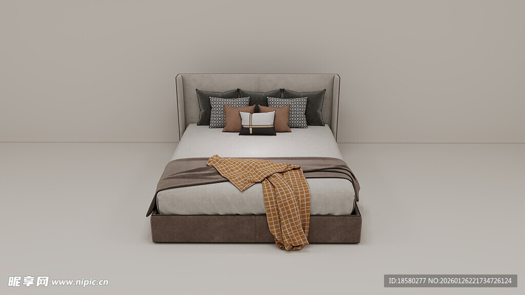 简约风格双人床卧室布置