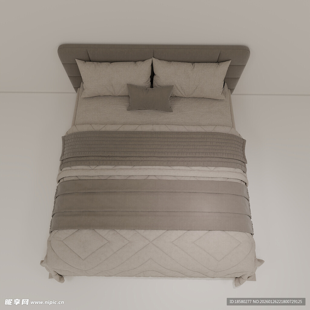 简约风格双人床及床上用品