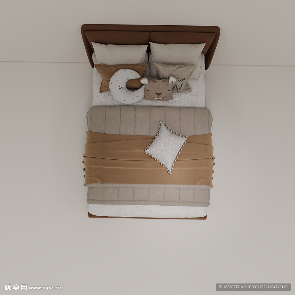 简约风格双人床卧室布置