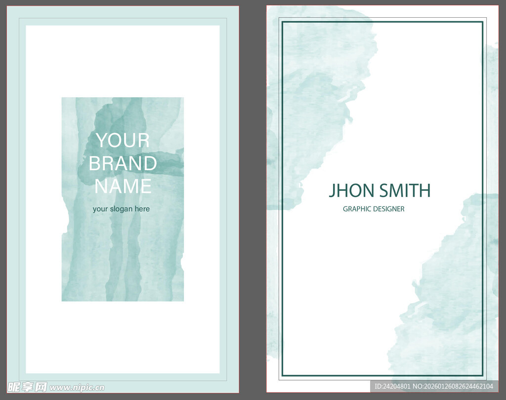 简约水彩风名片设计