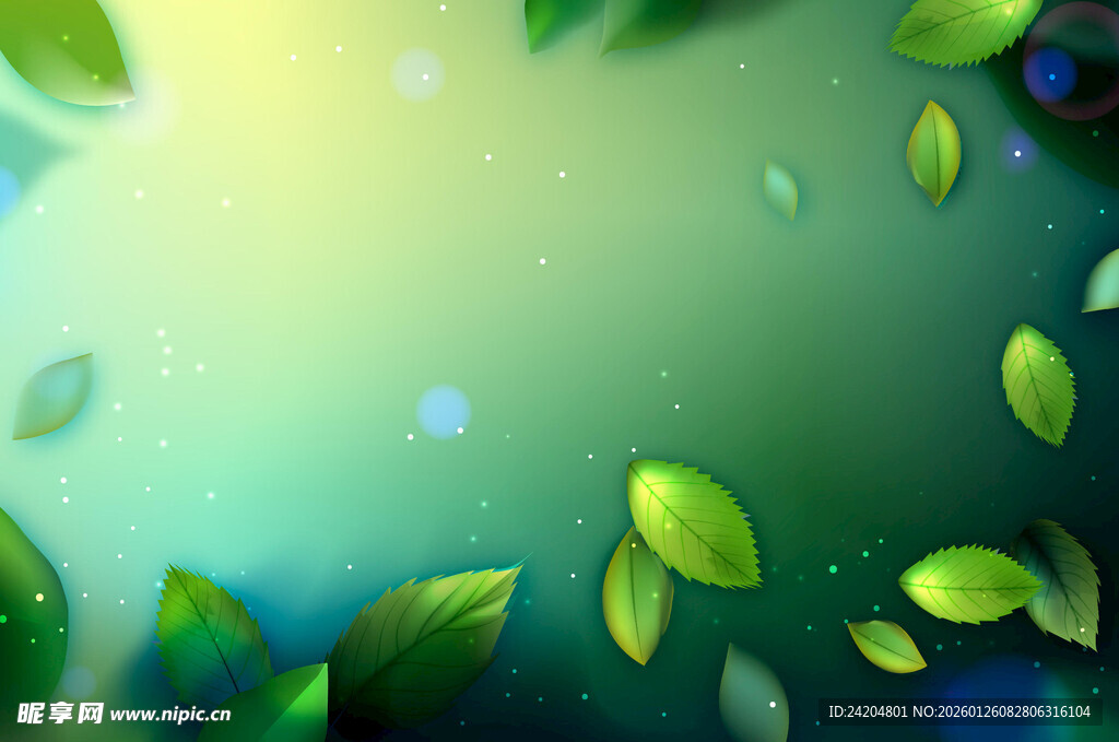 清新绿叶背景图