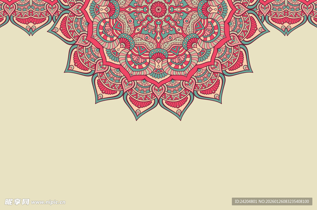 复古曼陀罗花纹图案设计