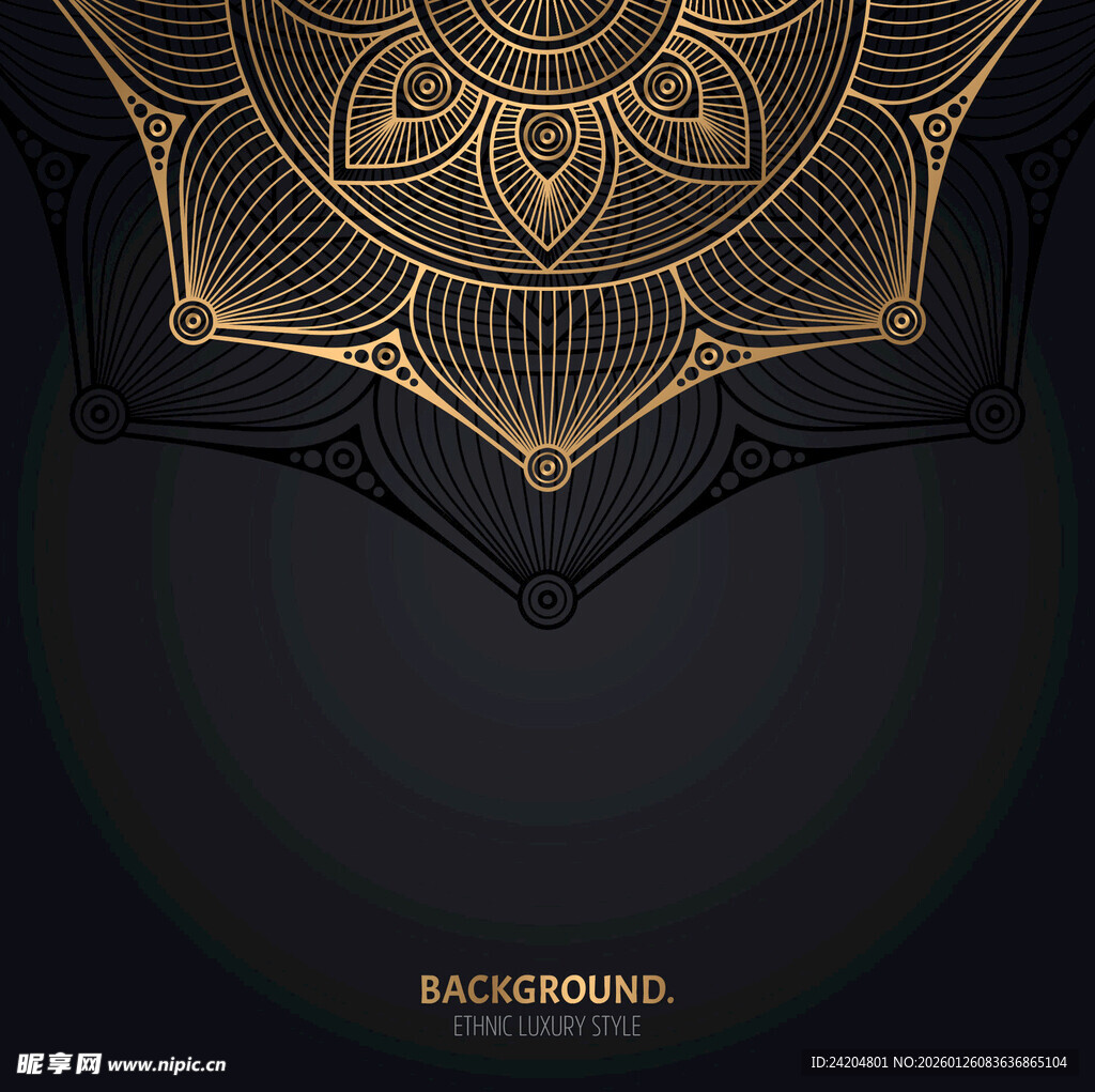 黑金曼陀罗花纹背景图