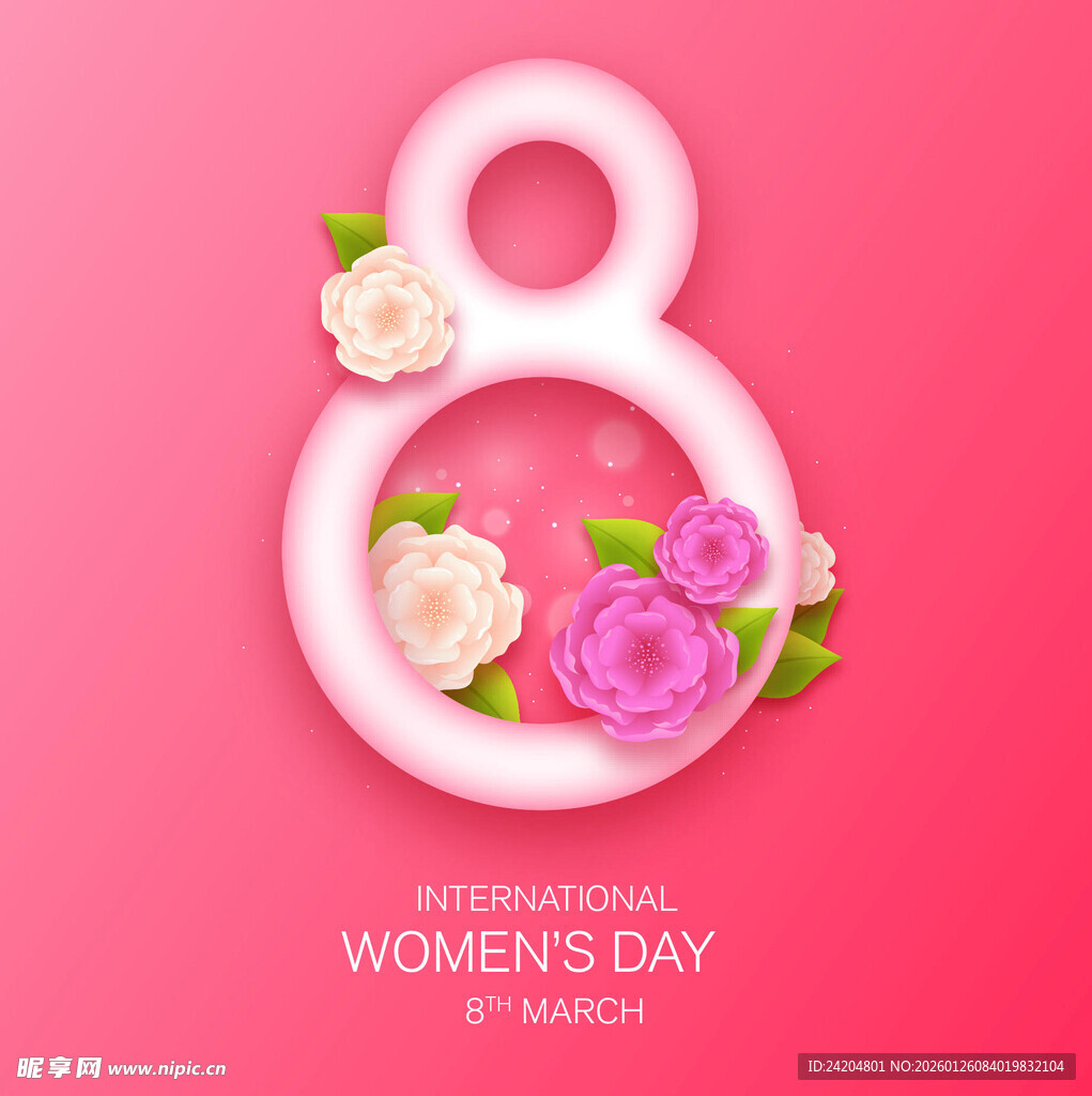 三八妇女节花卉装饰图案