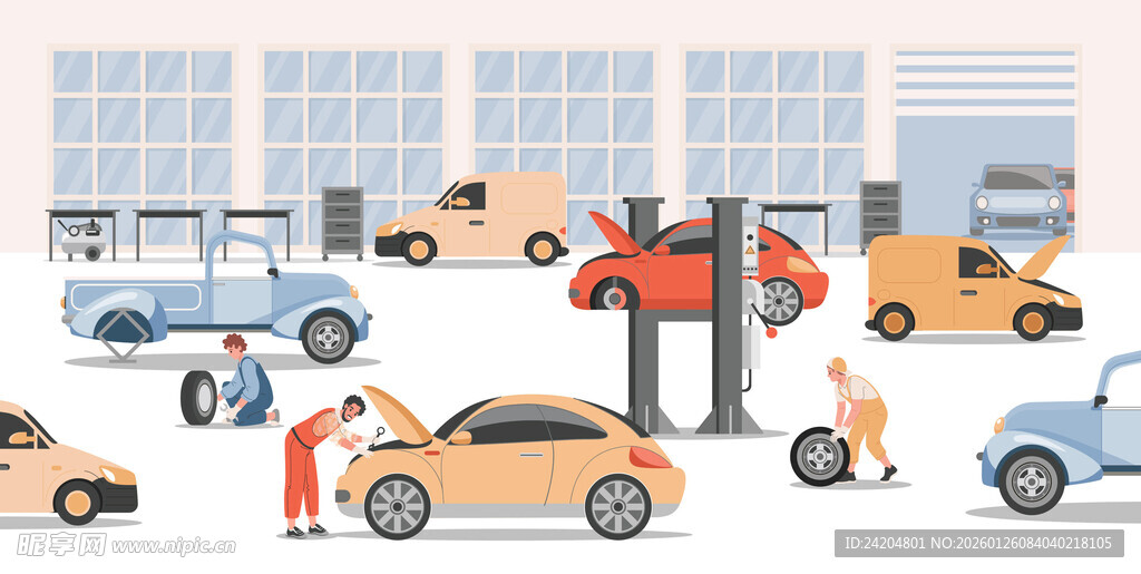 汽车维修车间场景