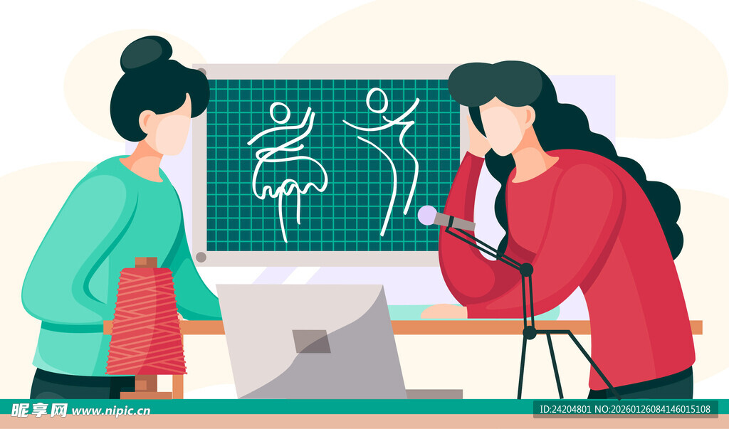 两人协作进行创意绘画