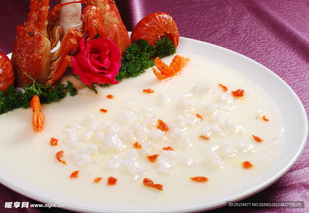 虾仁粥配精致摆盘