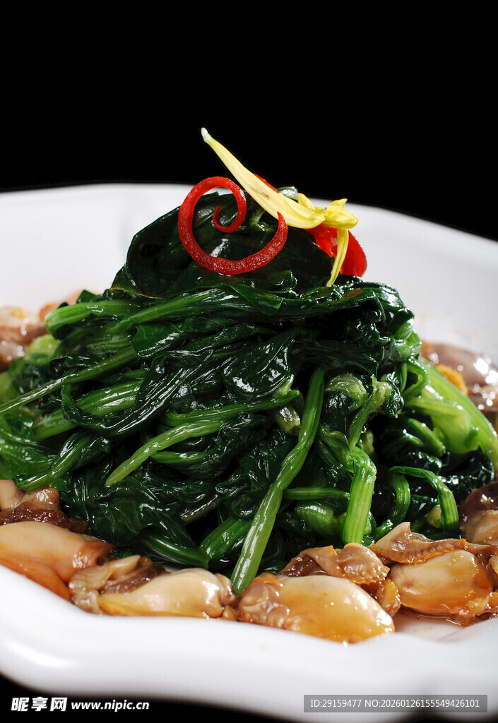 蒜蓉菠菜炒扇贝