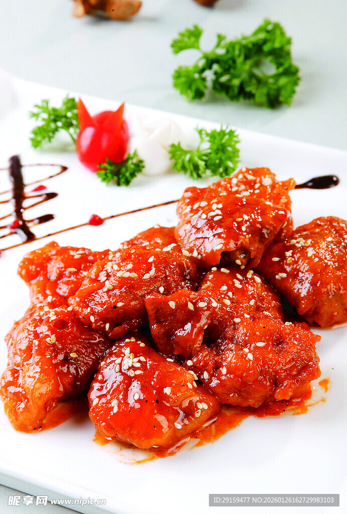 美味糖醋排骨摆盘精致