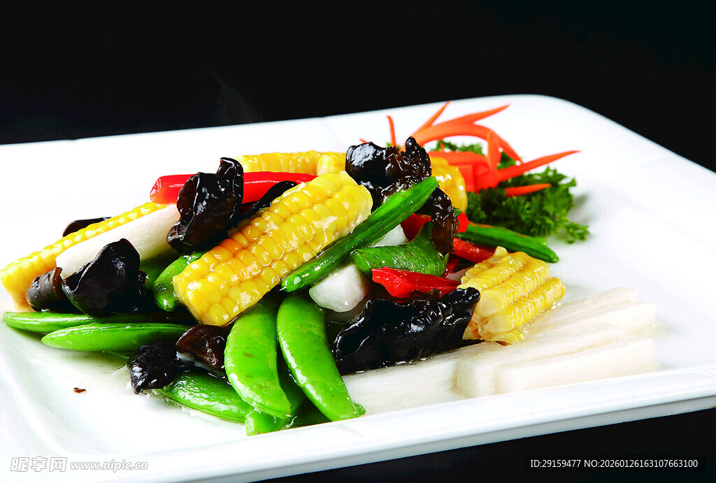 玉米木耳炒甜豆