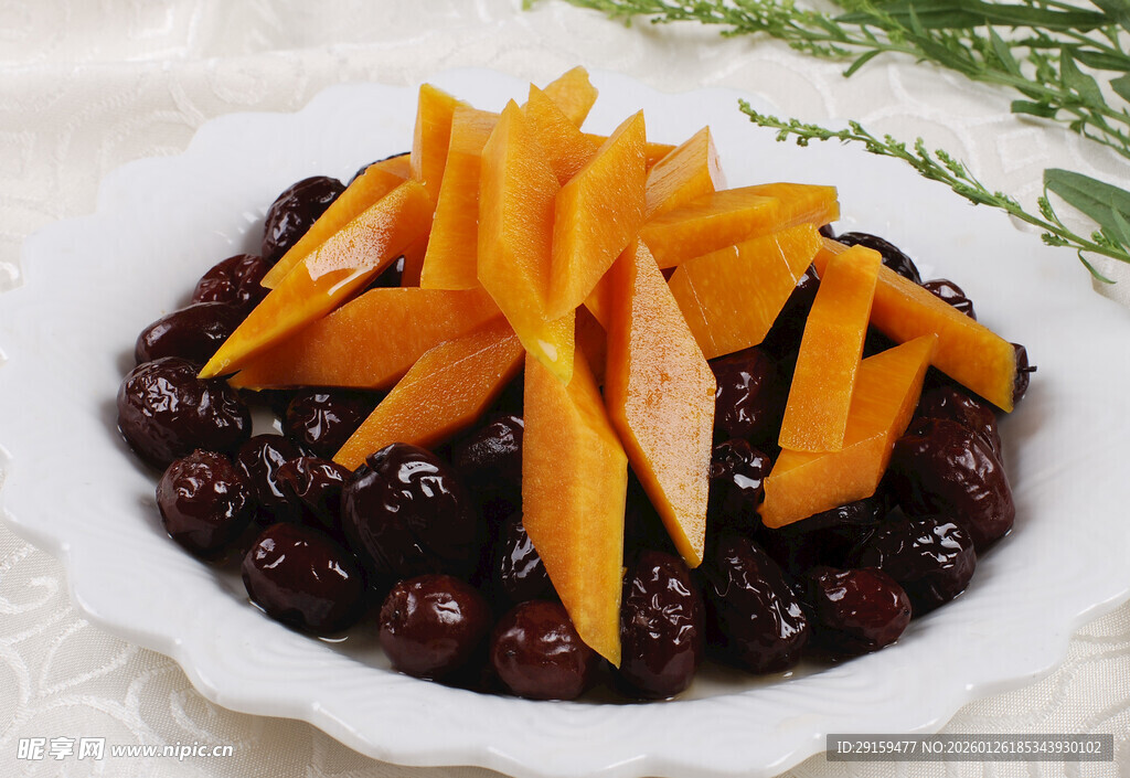 南瓜配黑豆的美味组合