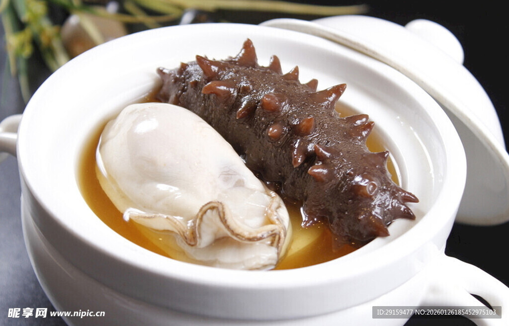 海参炖鸡美食特写