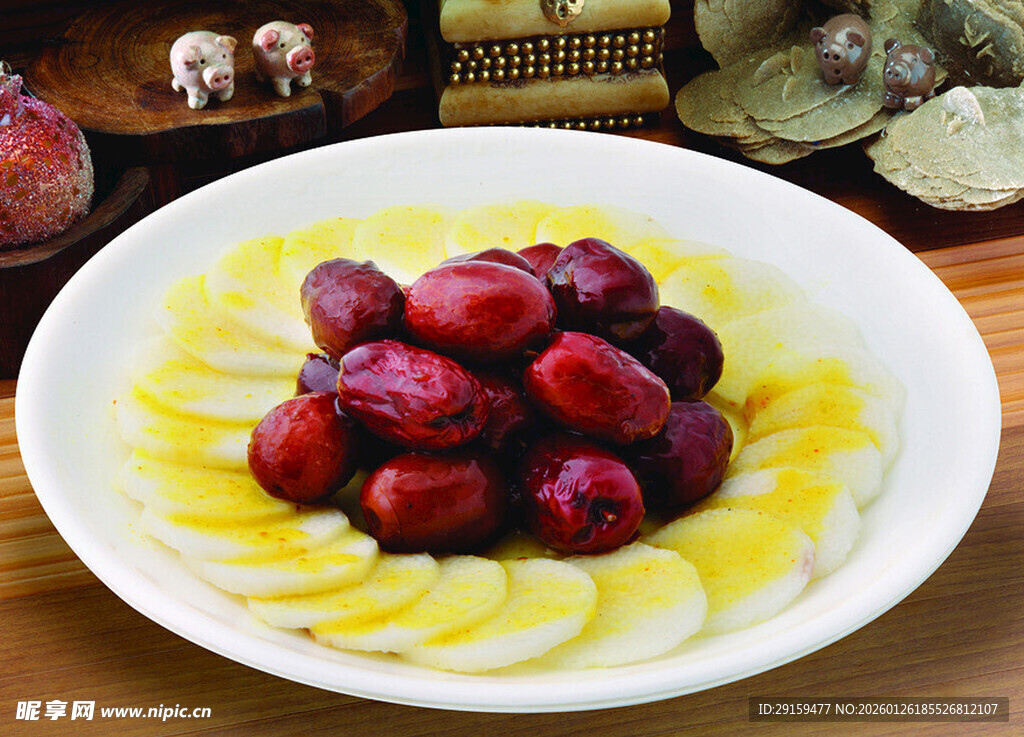 红枣配柠檬摆盘美食