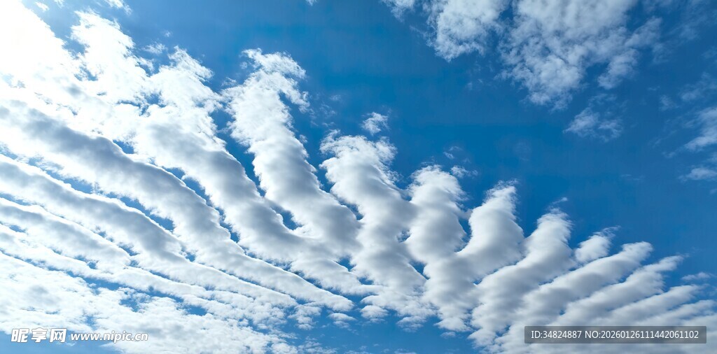 蓝天下的絮状云朵