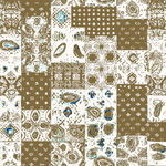 复古拼贴风几何花卉图案